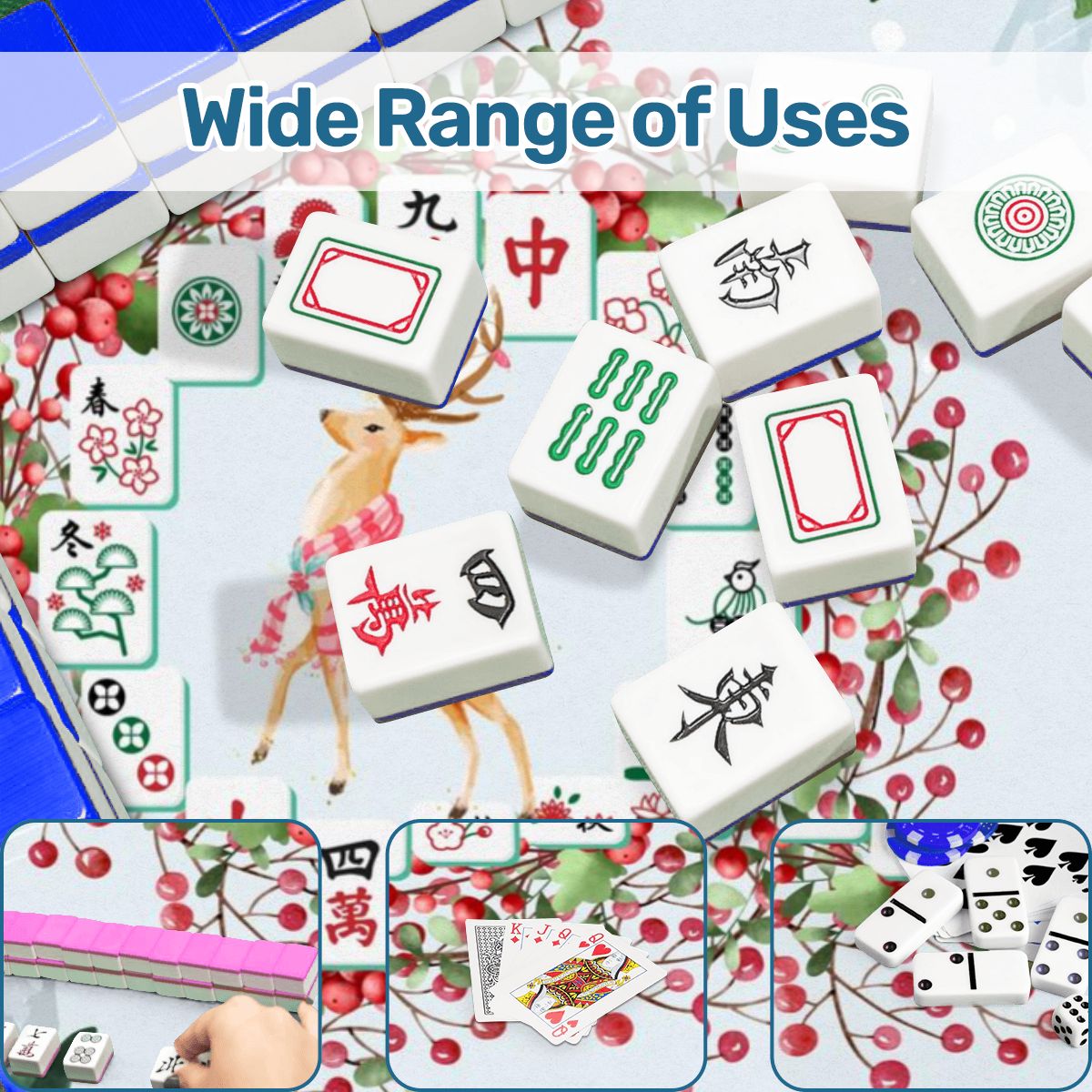 Christmas Mahjong Mat Mahjong Tile Wreath Festive Winter Season Mahj Game Night Mat - 31.5’’x31.5’’ - Daily Accessories
