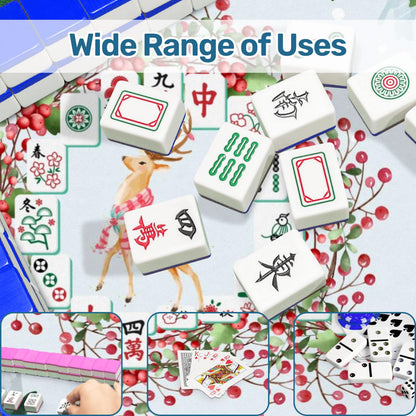 Christmas Mahjong Mat Mahjong Tile Wreath Festive Winter Season Mahj Game Night Mat - 31.5’’x31.5’’ - Daily Accessories