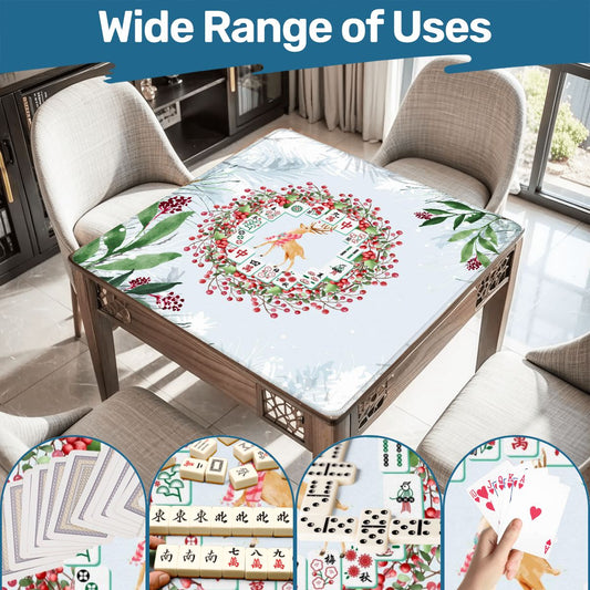 Christmas Mahjong Mat Mahjong Tile Wreath Festive Winter Season Mahj Game Night Mat - 31.5’’x31.5’’ - Daily Accessories