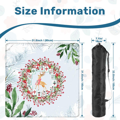 Christmas Mahjong Mat Mahjong Tile Wreath Festive Winter Season Mahj Game Night Mat - 31.5’’x31.5’’ - Daily Accessories