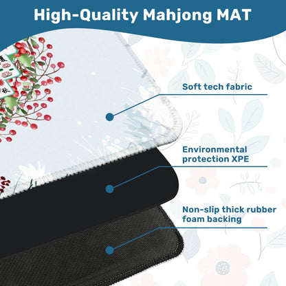 Christmas Mahjong Mat Mahjong Tile Wreath Festive Winter Season Mahj Game Night Mat - 31.5’’x31.5’’ - Daily Accessories