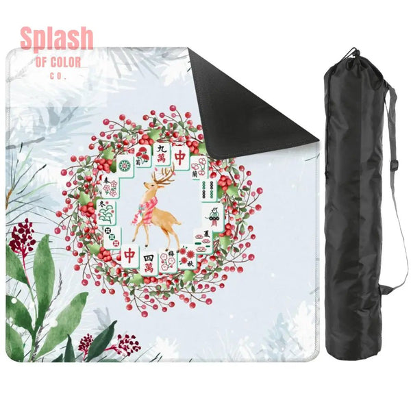 Christmas Mahjong Mat Mahjong Tile Wreath Festive Winter Season Mahj Game Night Mat - 31.5’’x31.5’’ - Daily Accessories