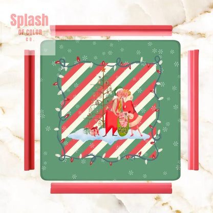 Christmas Mahjong Mat, Whimsical Vintage Nostalgia Green Holiday Mahj Mat - Splash of Color co.