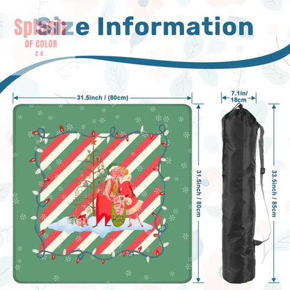 Christmas Mahjong Mat, Whimsical Vintage Nostalgia Green Holiday Mahj Mat - Splash of Color co.
