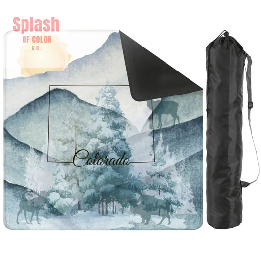Colorado State Pride Snow Covered Mountains Mahjong Mat - 2mm (Black Bag) - Mahjong