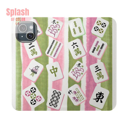 Colorful Mahjong Flip Cases for Phones Unique Phone Cover Gift for Gamers Handheld Device Protection Stylish Phone