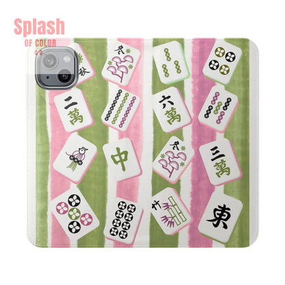 Colorful Mahjong Flip Cases for Phones Unique Phone Cover Gift for Gamers Handheld Device Protection Stylish Phone