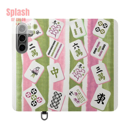 Colorful Mahjong Flip Cases for Phones Unique Phone Cover Gift for Gamers Handheld Device Protection Stylish Phone