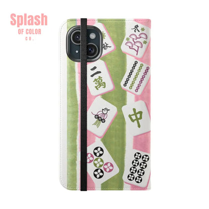Colorful Mahjong Flip Cases for Phones Unique Phone Cover Gift for Gamers Handheld Device Protection Stylish Phone
