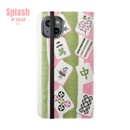 Colorful Mahjong Flip Cases for Phones Unique Phone Cover Gift for Gamers Handheld Device Protection Stylish Phone