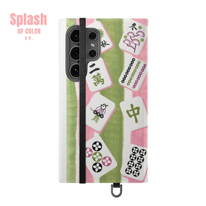 Colorful Mahjong Flip Cases for Phones Unique Phone Cover Gift for Gamers Handheld Device Protection Stylish Phone
