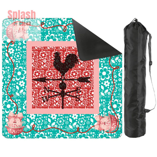 Country Rooster Pyrex Lover Teal Pink Floral Mahjong - 2mm (Black Bag) - Daily Accessories
