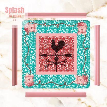 Country Rooster Pyrex Lover Teal Pink Floral Mahjong - Daily Accessories