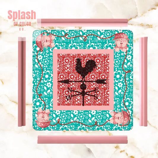 Country Rooster Pyrex Lover Teal Pink Floral Mahjong - Daily Accessories