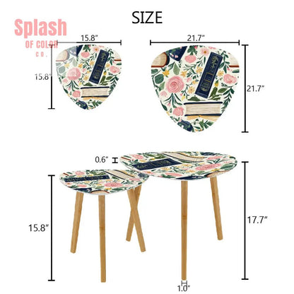 Cozy Book Nook Modern Floral Designed Book Lover Nesting Tables One Size Home Accessories