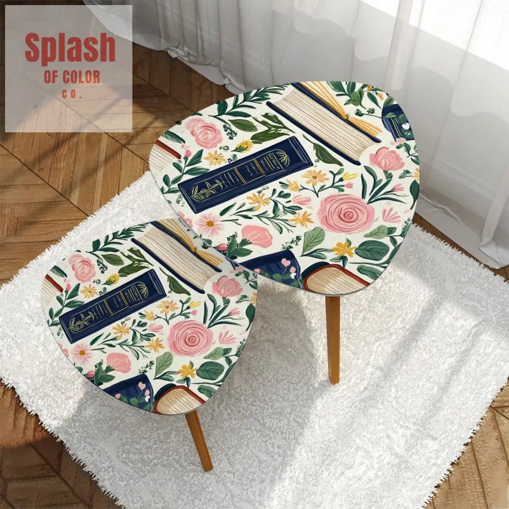 Cozy Book Nook Modern Floral Designed Book Lover Nesting Tables One Size Home Accessories