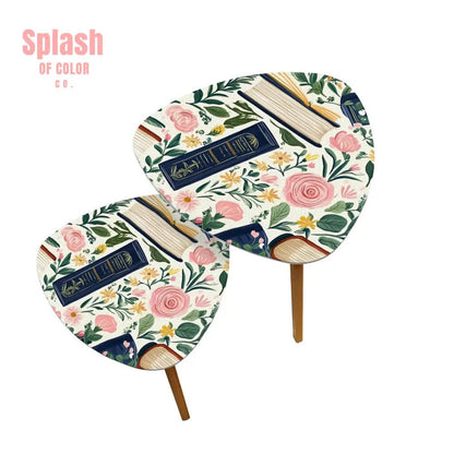Cozy Book Nook Modern Floral Designed Book Lover Nesting Tables One Size Home Accessories
