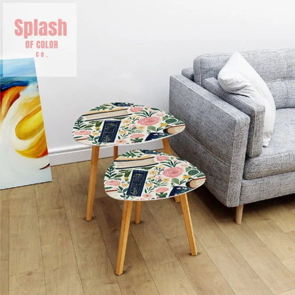 Cozy Book Nook Modern Floral Designed Book Lover Nesting Tables One Size Home Accessories