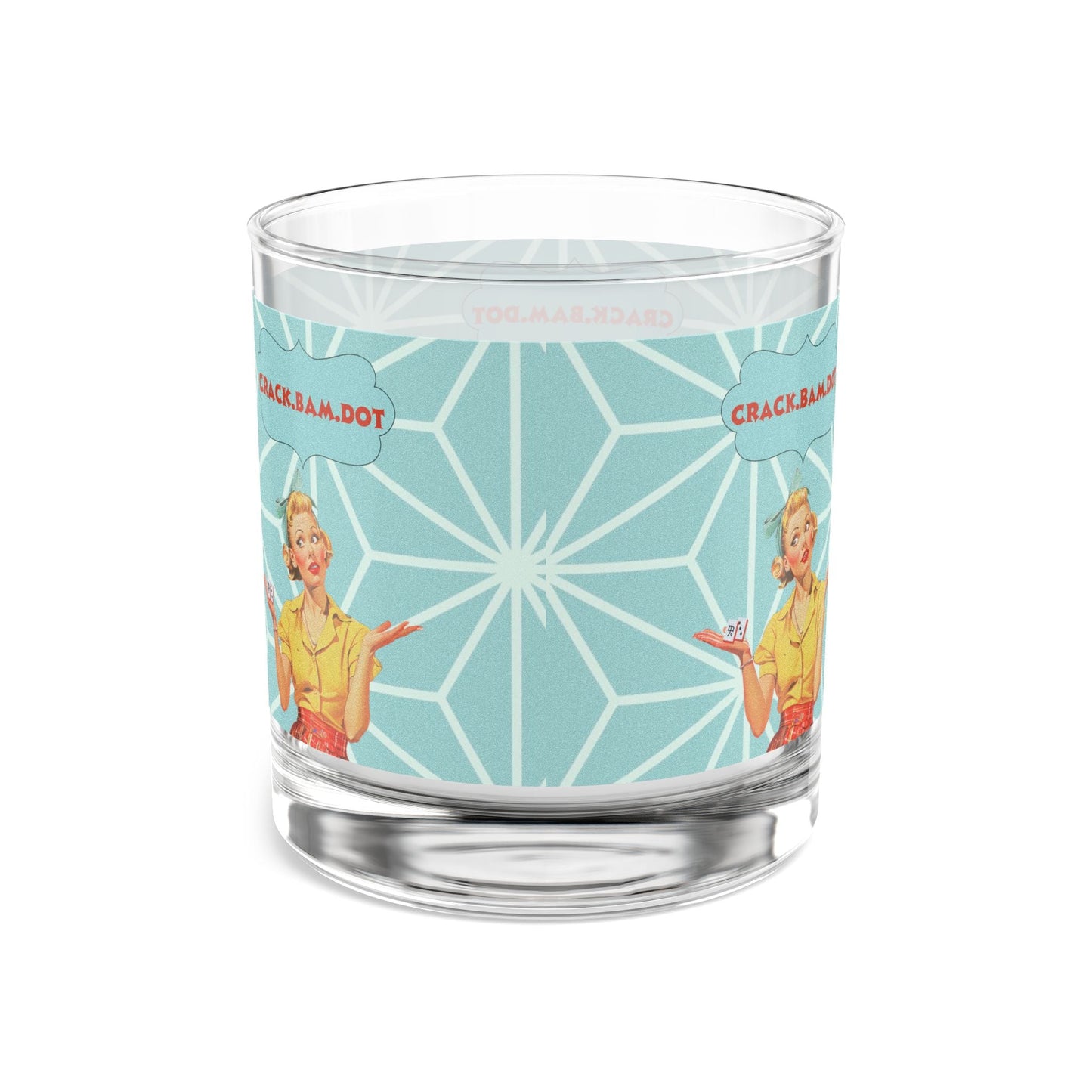 Crack Bam Dot Mahjong Bourbon Whiskey Cocktail Glassware Unique Mahjong Gift For Mahj Lovers Vintage-Inspired Rocks