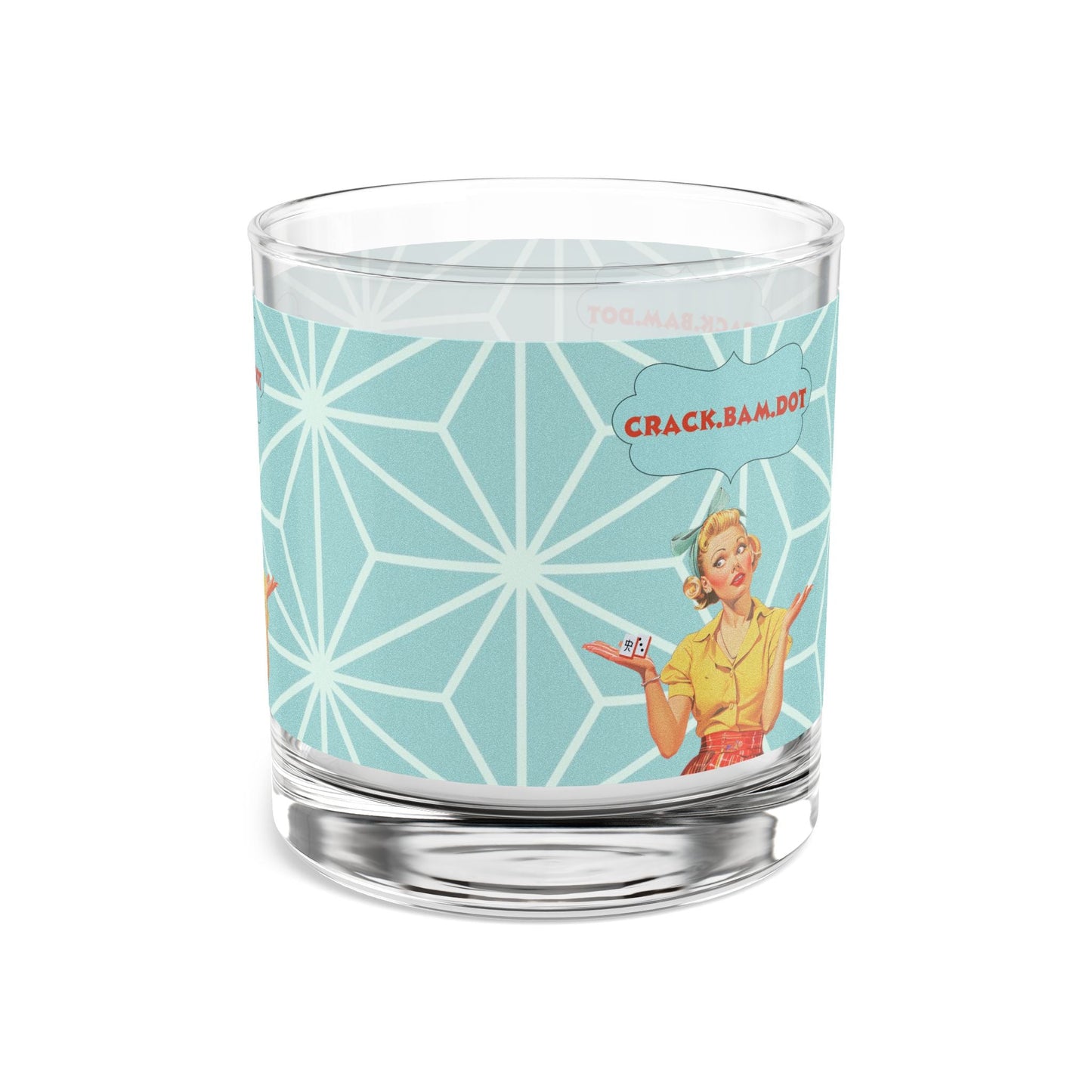 Crack Bam Dot Mahjong Bourbon Whiskey Cocktail Glassware Unique Mahjong Gift For Mahj Lovers Vintage-Inspired Rocks