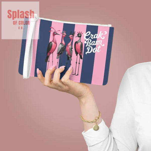 Crak Bam Dot Mahjong Clutch Chic Clutch Bag with Whimsical Flamingos Bird Queens Mahj Gift Idea One size Bags