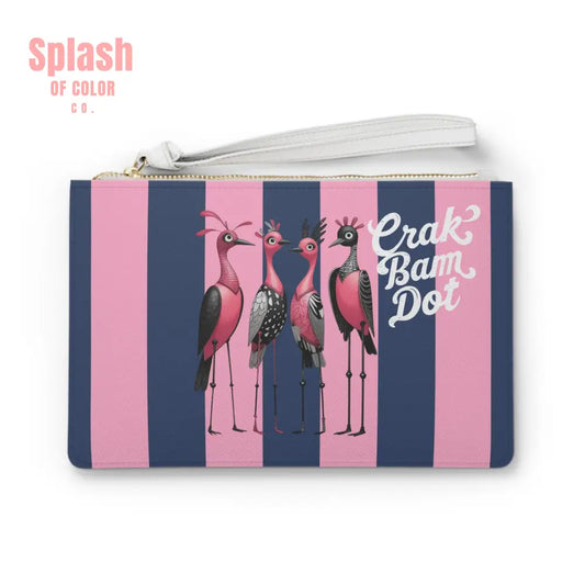 Crak Bam Dot Mahjong Clutch Chic Clutch Bag with Whimsical Flamingos Bird Queens Mahj Gift Idea One size Bags