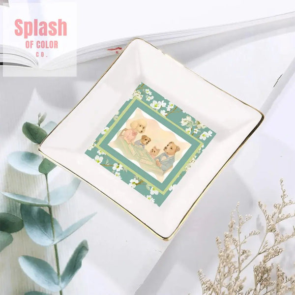 Fynny Dogs Playing Mahjong Floral Dessert Appetizer Party Plates - Splash of Color co.