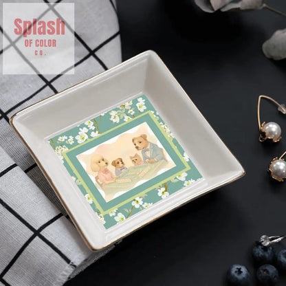 Fynny Dogs Playing Mahjong Floral Dessert Appetizer Party Plates - Splash of Color co.