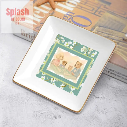 Fynny Dogs Playing Mahjong Floral Dessert Appetizer Party Plates - Splash of Color co.