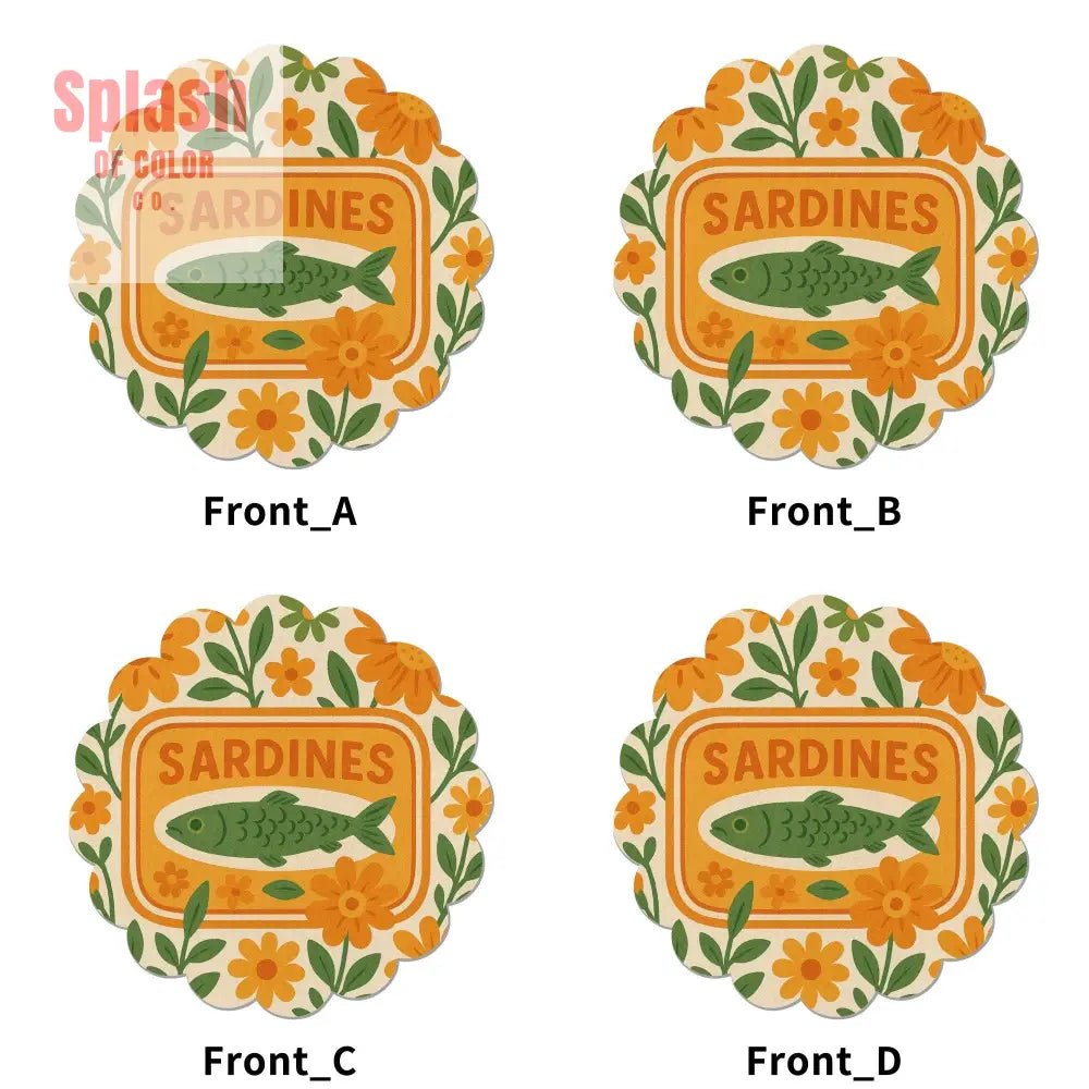 Sardine Tinned Fish Orange, Green Nautical Table Placemats - Splash of Color co.