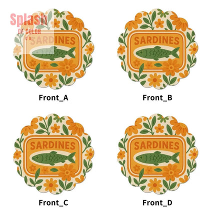 Sardine Tinned Fish Orange, Green Nautical Table Placemats - Splash of Color co.