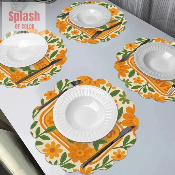Sardine Tinned Fish Orange, Green Nautical Table Placemats - Splash of Color co.