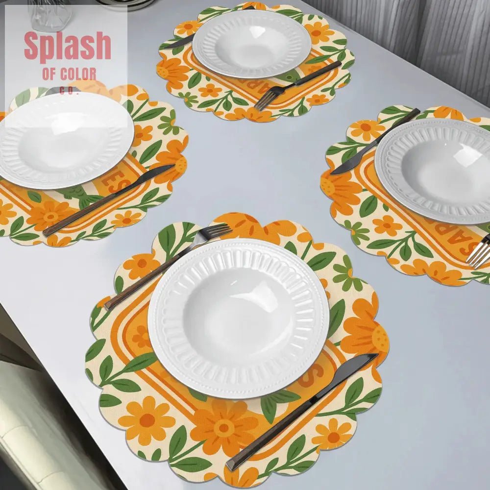 Sardine Tinned Fish Orange, Green Nautical Table Placemats - Splash of Color co.