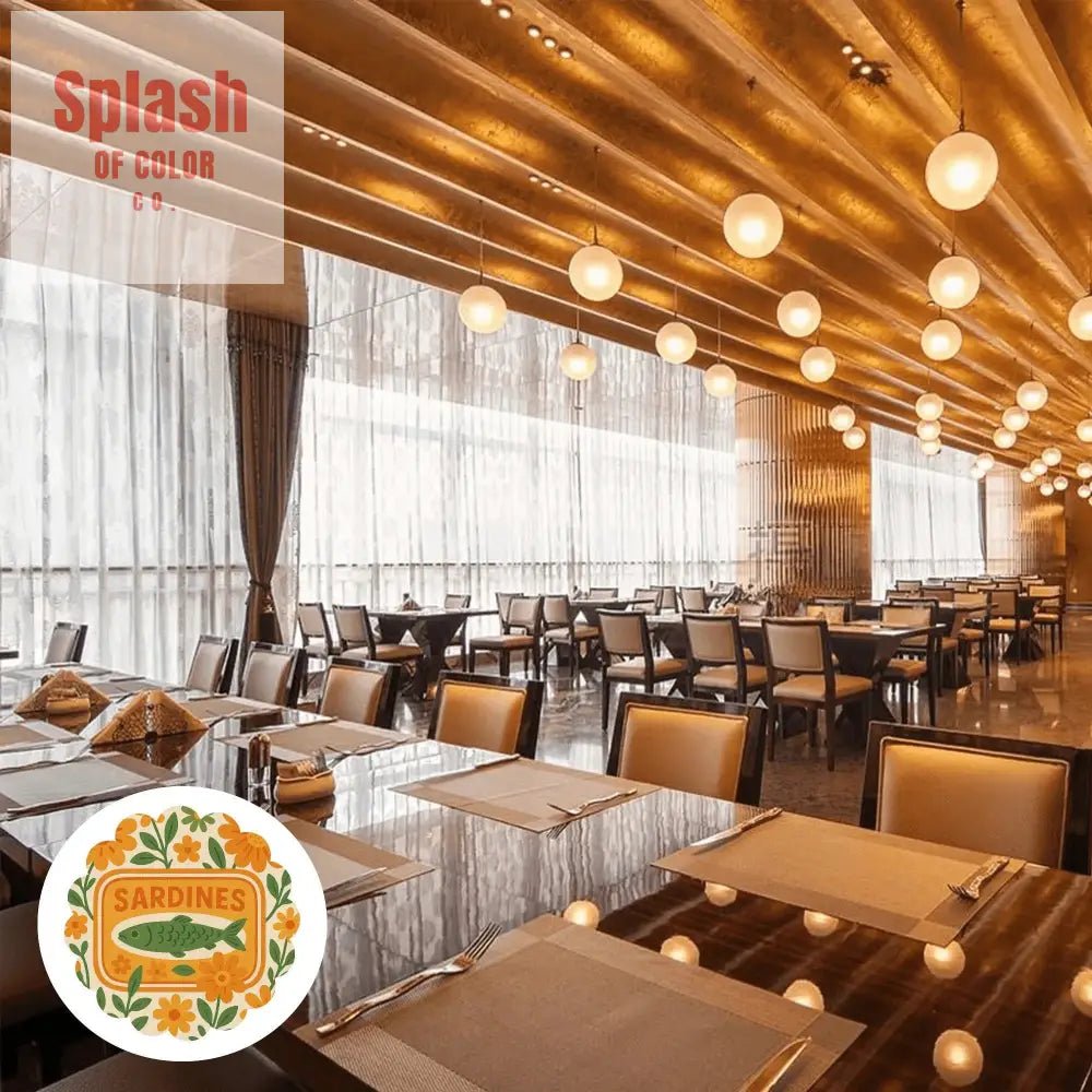 Sardine Tinned Fish Orange, Green Nautical Table Placemats - Splash of Color co.