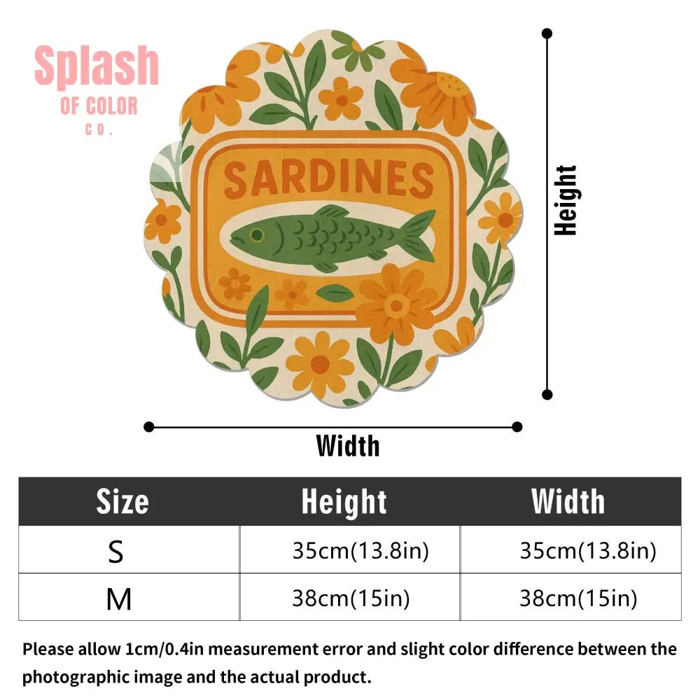 Sardine Tinned Fish Orange, Green Nautical Table Placemats - Splash of Color co.