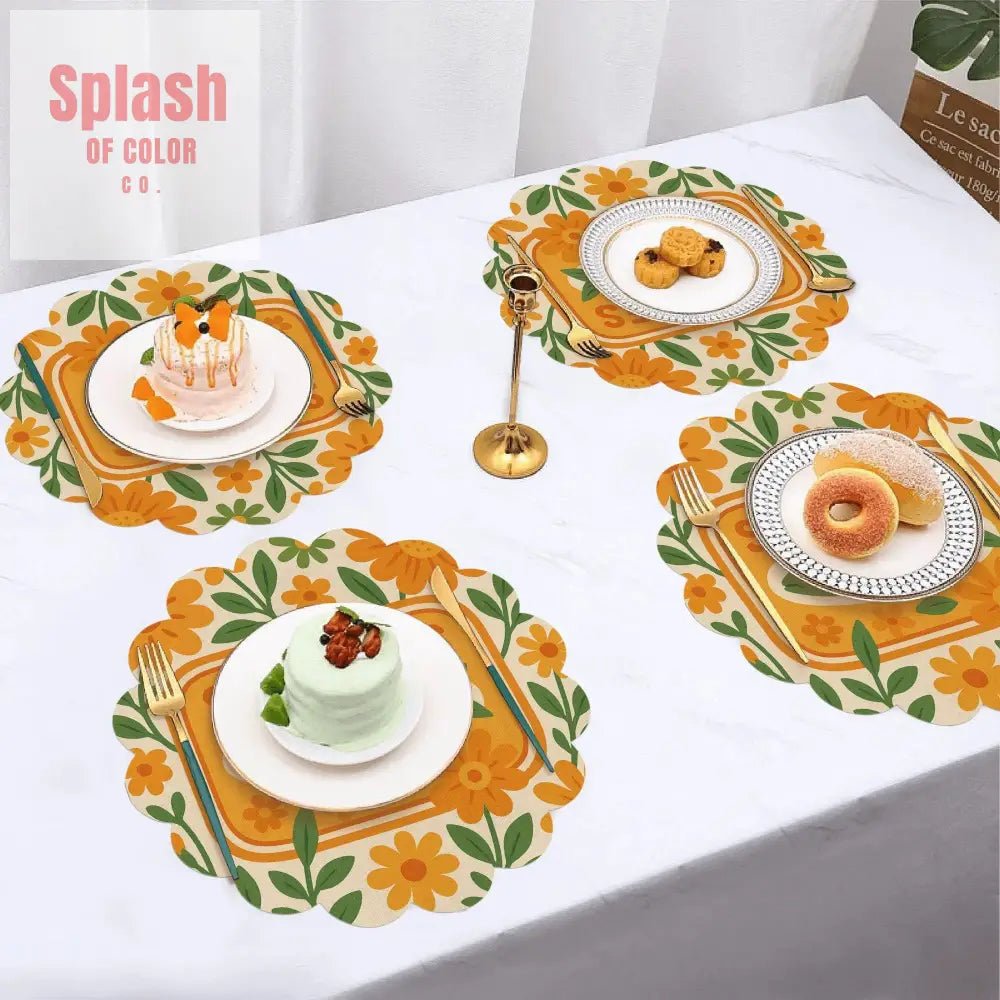 Sardine Tinned Fish Orange, Green Nautical Table Placemats - Splash of Color co.
