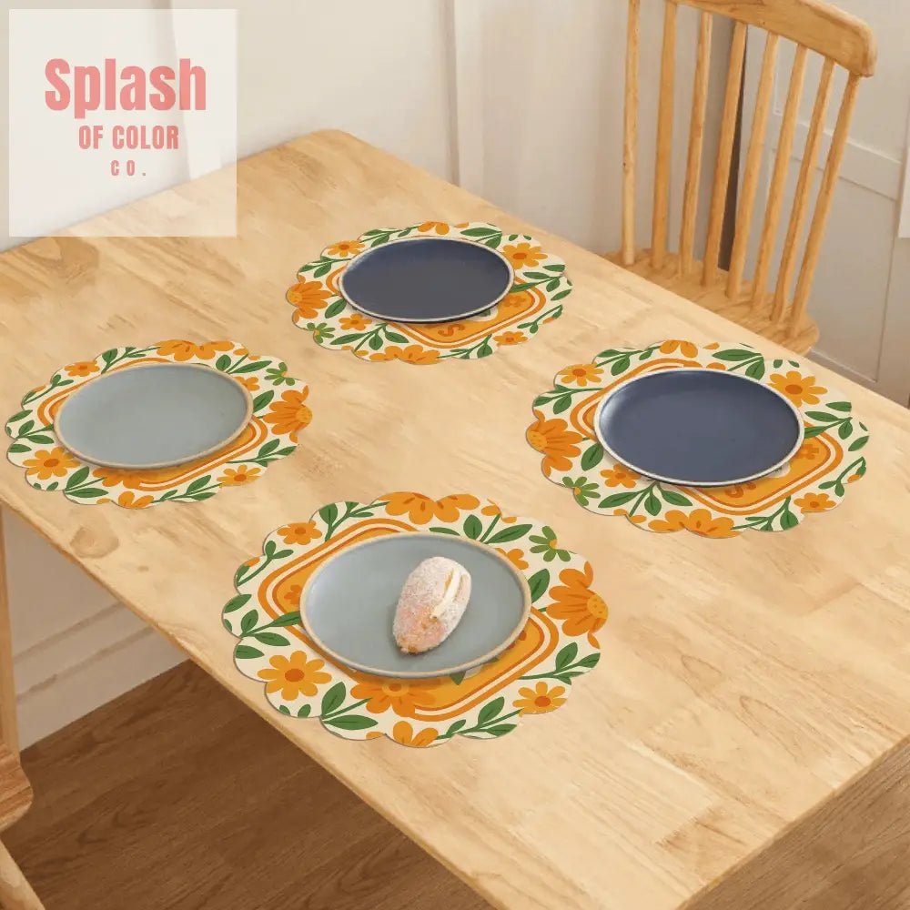 Sardine Tinned Fish Orange, Green Nautical Table Placemats - Splash of Color co.