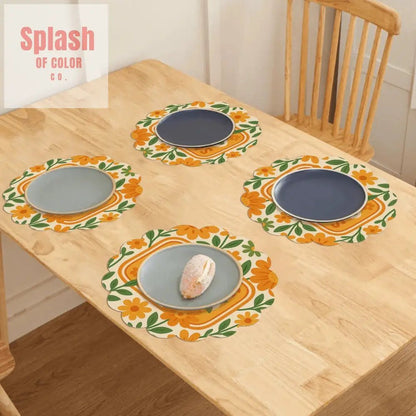 Sardine Tinned Fish Orange, Green Nautical Table Placemats - Splash of Color co.