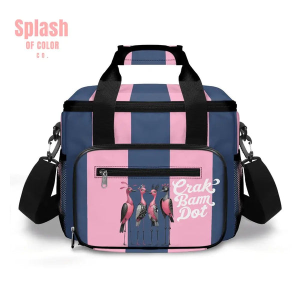 Mahjong Crak Bam Dot, Preppy Pink, Blue Bird Queens Cooler Bag - Splash of Color co.