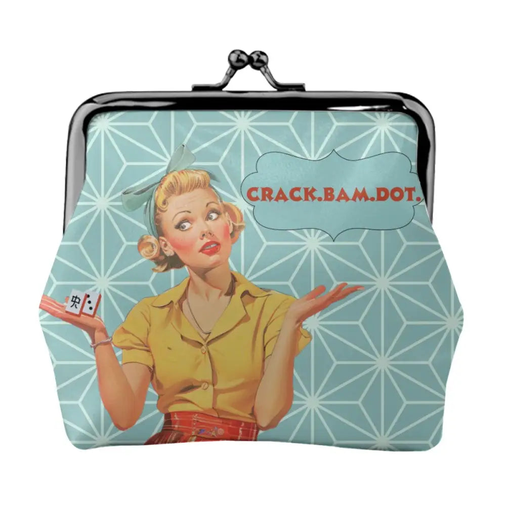 Cute Mahjong Lover Gift Vintage Crack Bam Dot Women’s Leather Kiss Lock Coin Purse - 4.5’’x4.1’’ - Wallet
