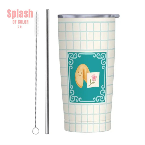 Cute Mahjong Tumbler With Fortune Cookie Mahj Mom Gift Stainless Steel Insulated Tumbler With Lid And Straw One Size