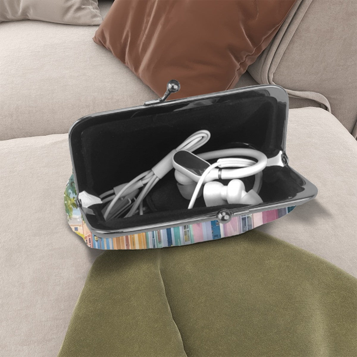 Charleston South Carolina Preppy Pastel Vintage Women's Leather Kiss Lock Coin Purse - Splash of Color Co.