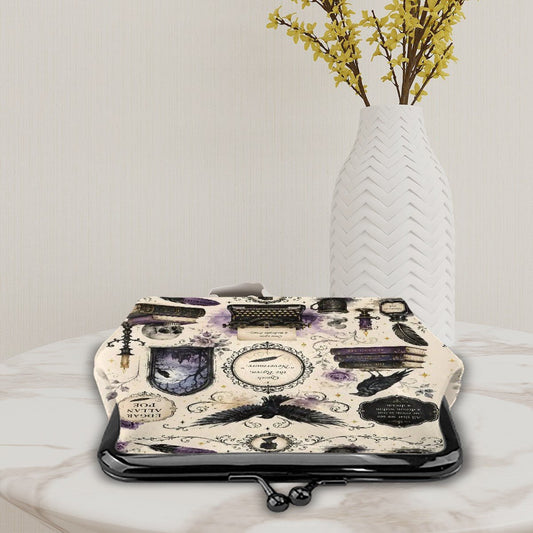 Edgar Allen Poe Gothic Women's Leather Kiss Lock Coin Purse - Splash Of Mahj And Color Co.