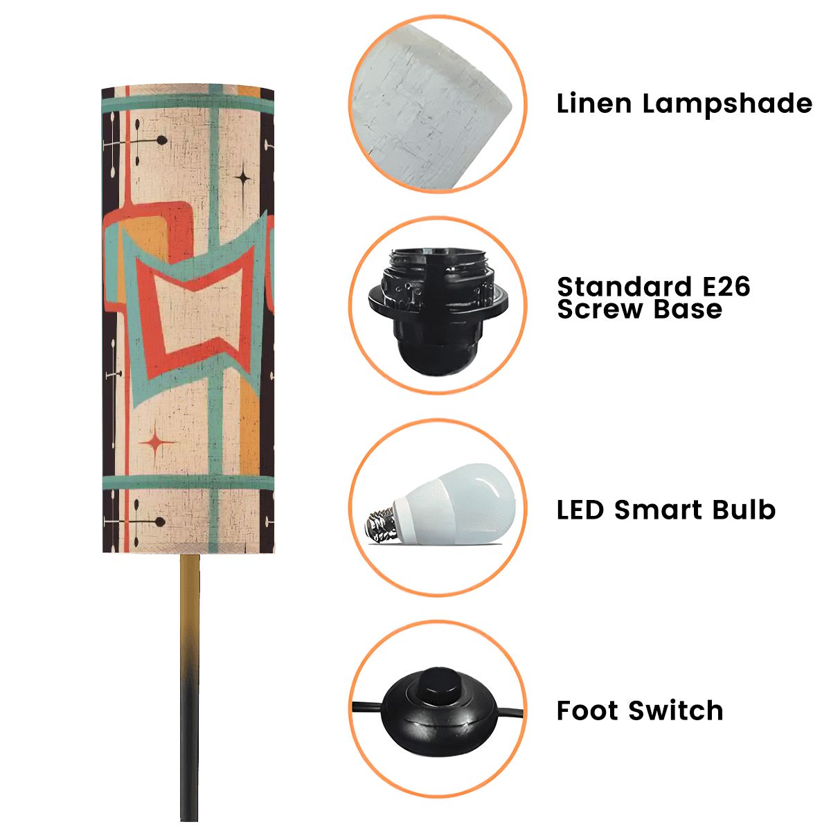 Mod Squad Modern Slim Lined Floor Lamp - Splash of Color Co.