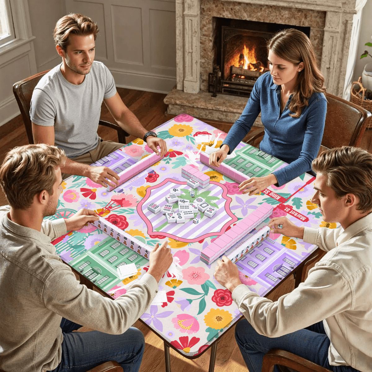 Charleston South Carolina Preppy Pastel Mahjong Mat 33"x33 - Splash of Color Co.