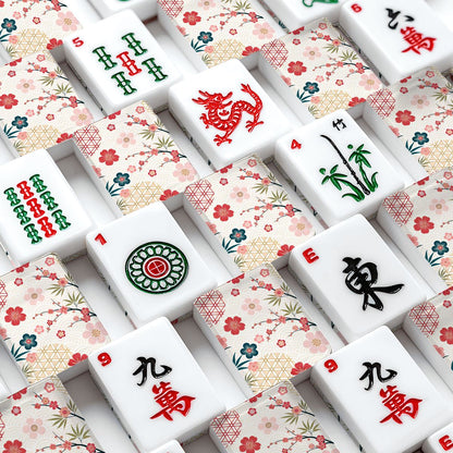 Asian Floral Cherry Blossom American Mahjong Tiles And Carry Case - Splash Of Mahj And Color Co.