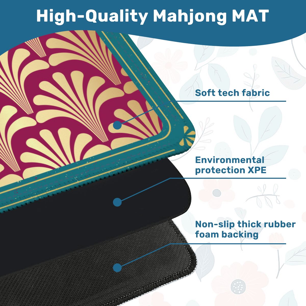 Mahjong Art Deco Burgandy, Gold Leaf Speakeasy Collection Mahj Mat - Splash of Color Co.