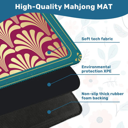 Mahjong Art Deco Burgandy, Gold Leaf Speakeasy Collection Mahj Mat - Splash of Color Co.