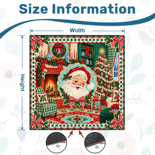 Nostalgic Modcentric Santa Christmas Mahjong Mat Sleek Surface - Splash Of Mahj And Color Co.