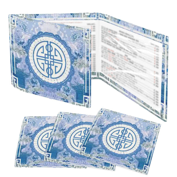 Asian Blue Chinoiserie Mahjong in the Moon Garden 4 Mahjong Card Holder with Line Finder - Splash of Color Co.